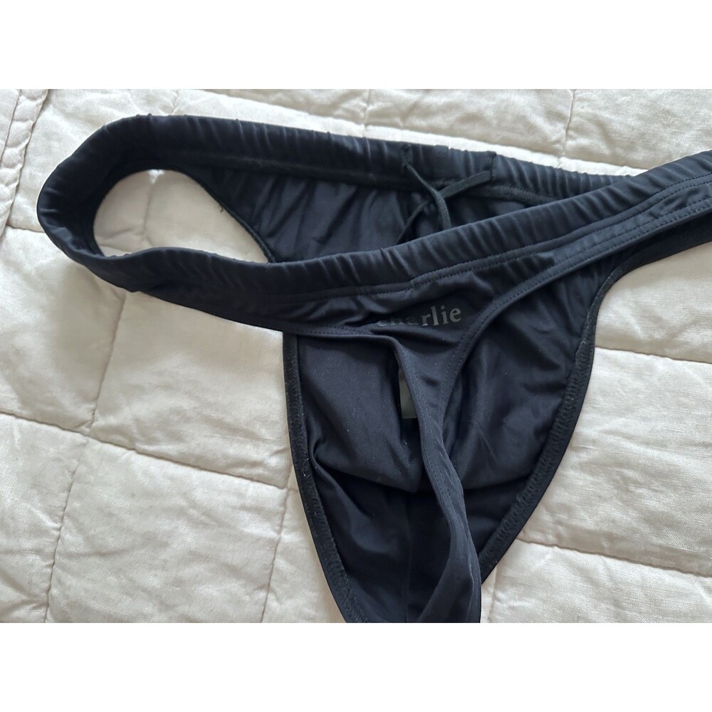 Charlie by Matthew Zink Men's Black Thong Swimsuit Size L